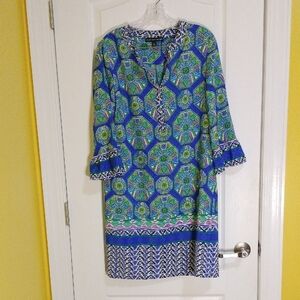 Madison Leigh Blue and Green Geometric Dress